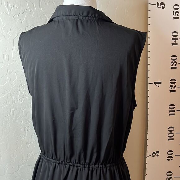 Truth black sleeveless hi-lo dress semi sheer fabric buttons to waistband sz M - Picture 6 of 14